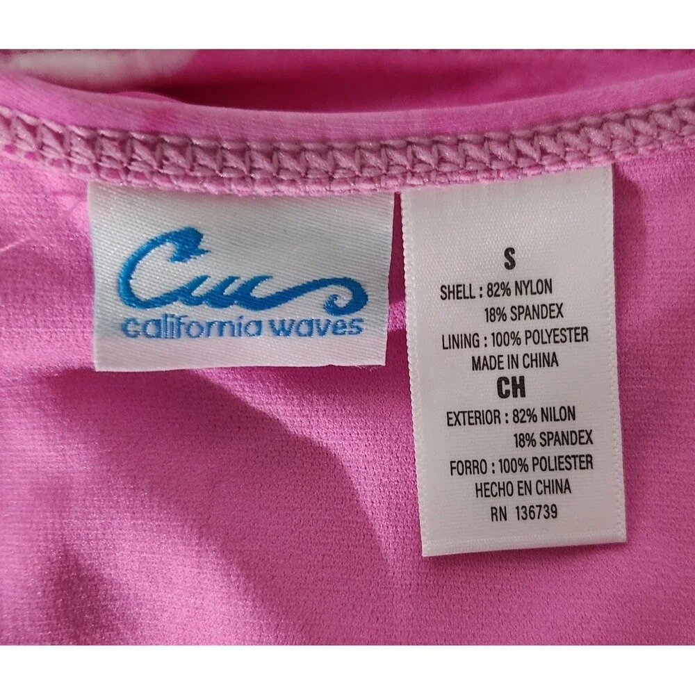 California Waves Women's Bikini Bottom Size Small Pink Tie Dye Adjustable NWT